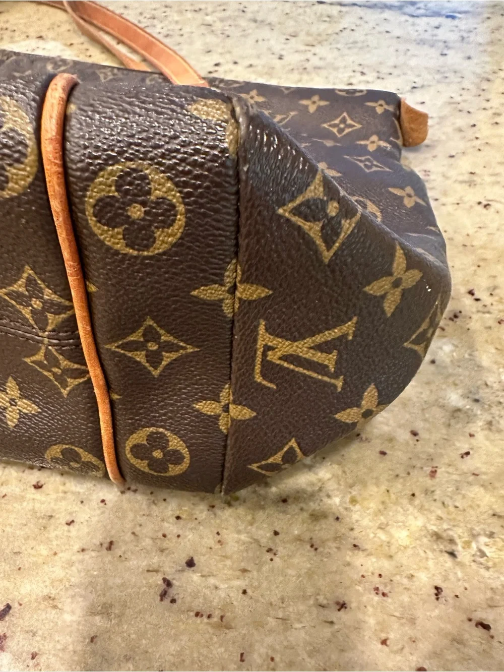 Louis Vuitton Monogram Canvas Tote with Tan Straps